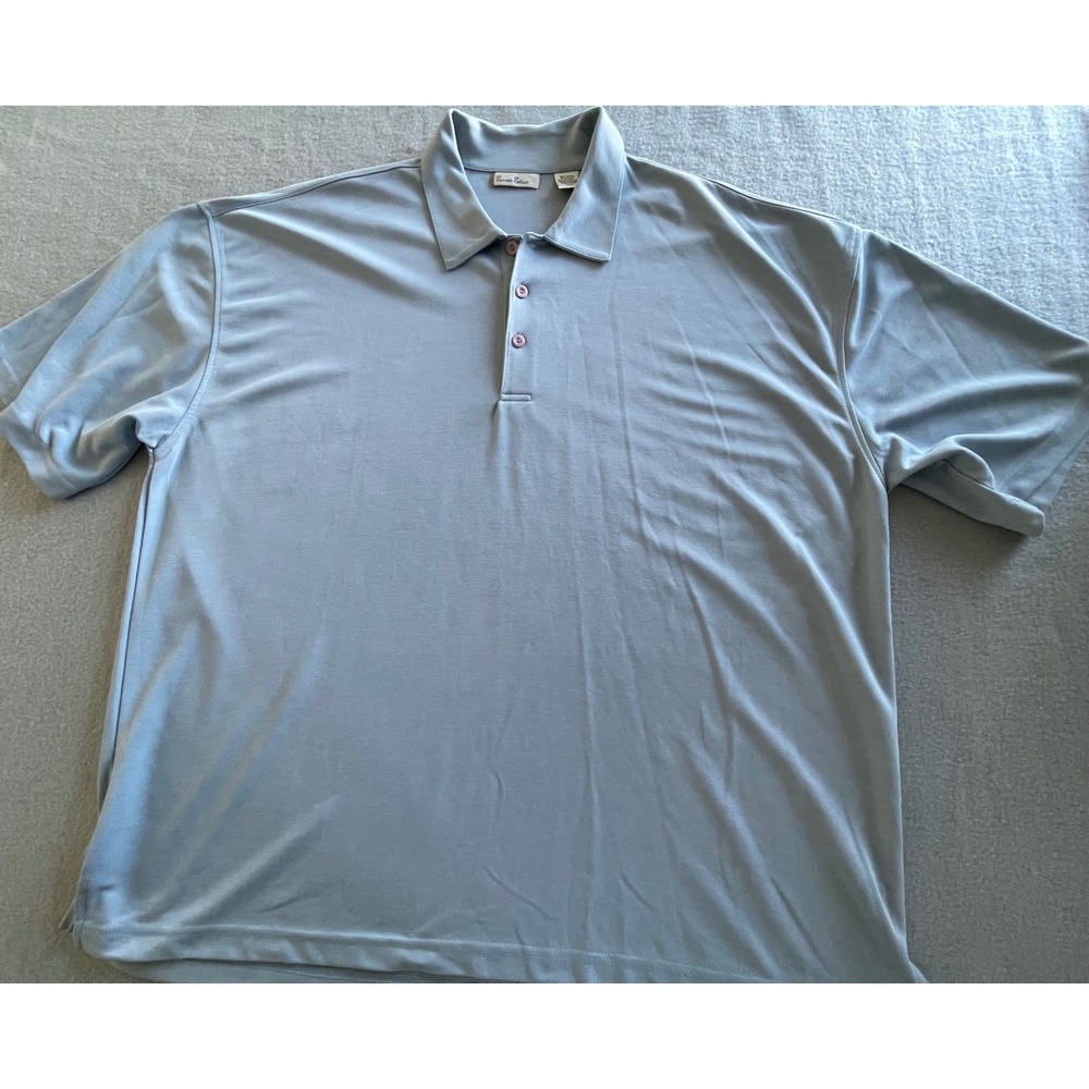 Burma Bibas Mens XXL Light Blue Short Sleeve Polo Shirt Polynosic Rayon Blend